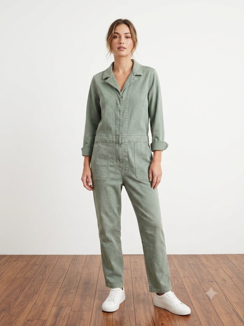 Faherty Sage Green Utility Jumpsuit